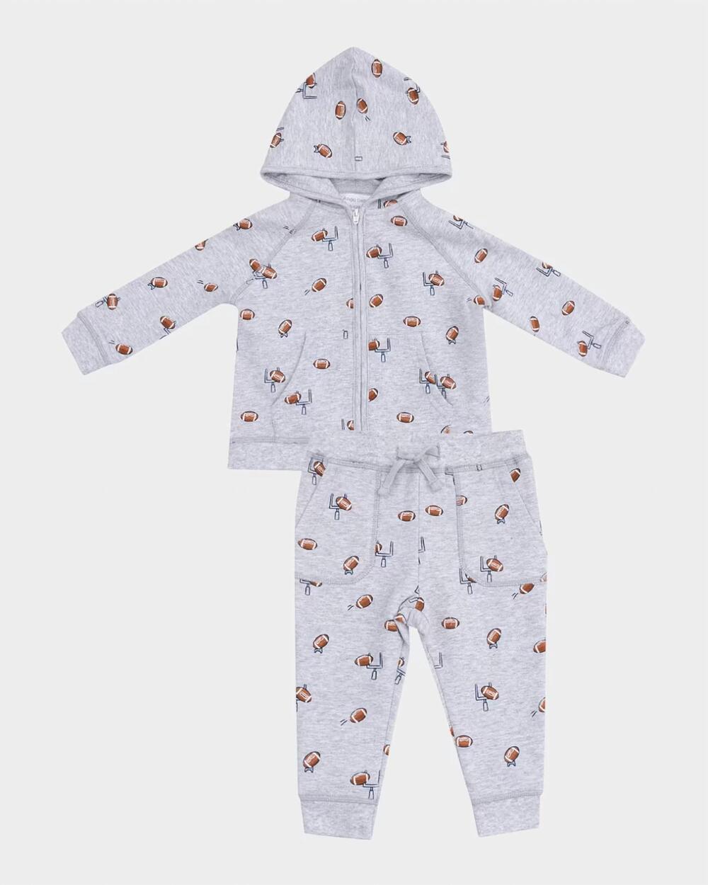 NEW ANGEL DEAR kid's football field goal zip hoodie and jogger in gray